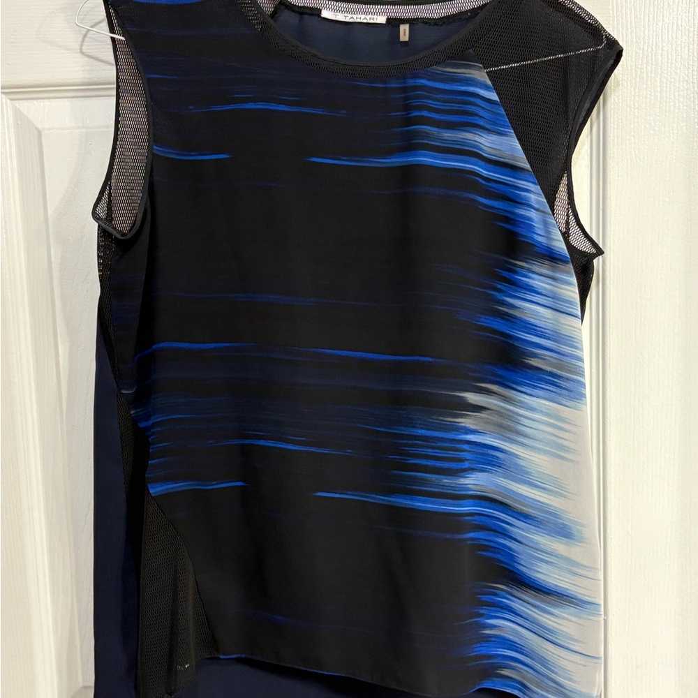 T Tahari Black and Blue Tank Top